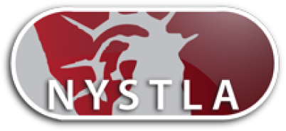 Logo of the New York State Trial Lawyers Association (NYSTLA), featuring white letters spelling 